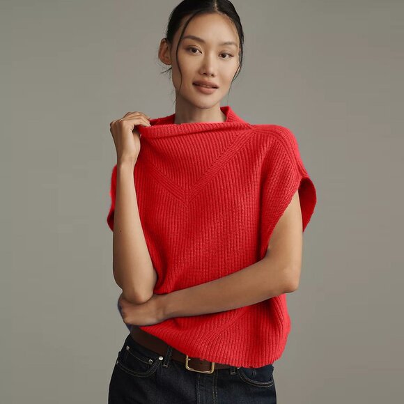 ANTHROPOLOGIE The Enza 100% Cashmere Poncho Sweater Vest Size XS - Picture 1 of 12